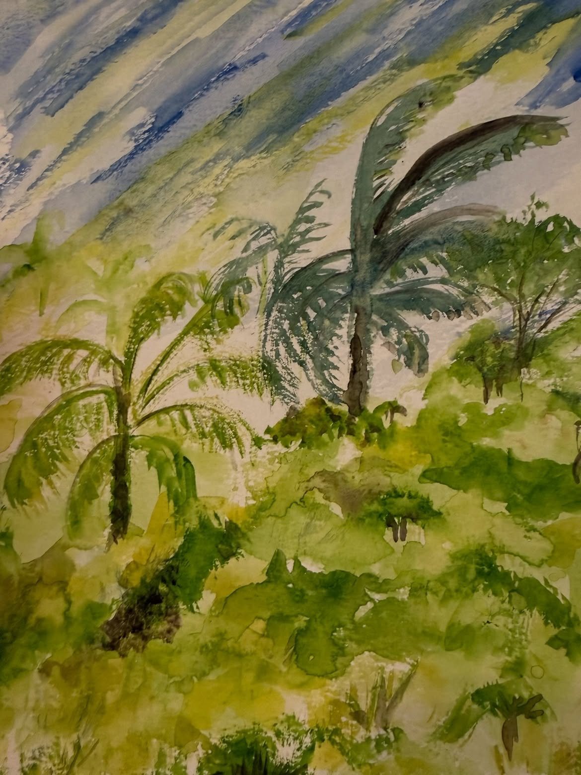 Windswept Palms II — Watercolor