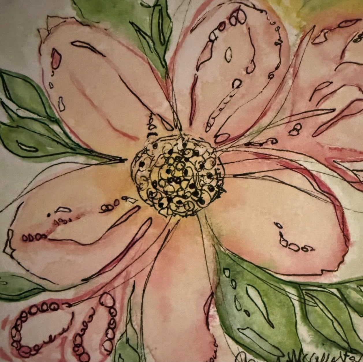 Blush Bloom — Watercolor & ink