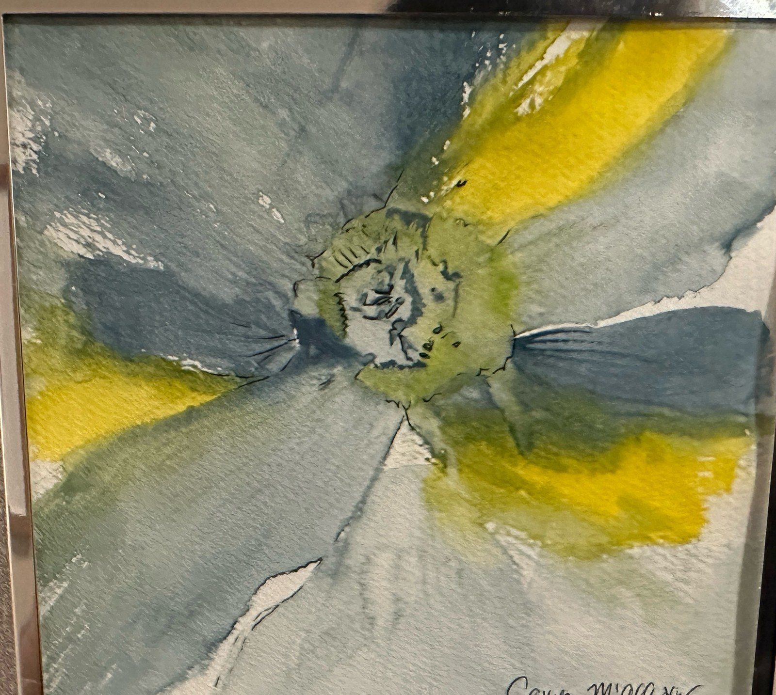 Silver Bloom — Watercolor & ink