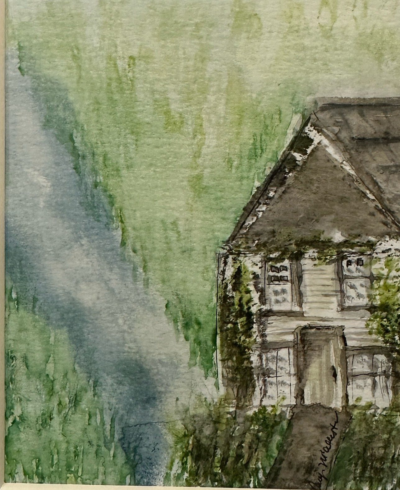 House in the Mist — Watercolor