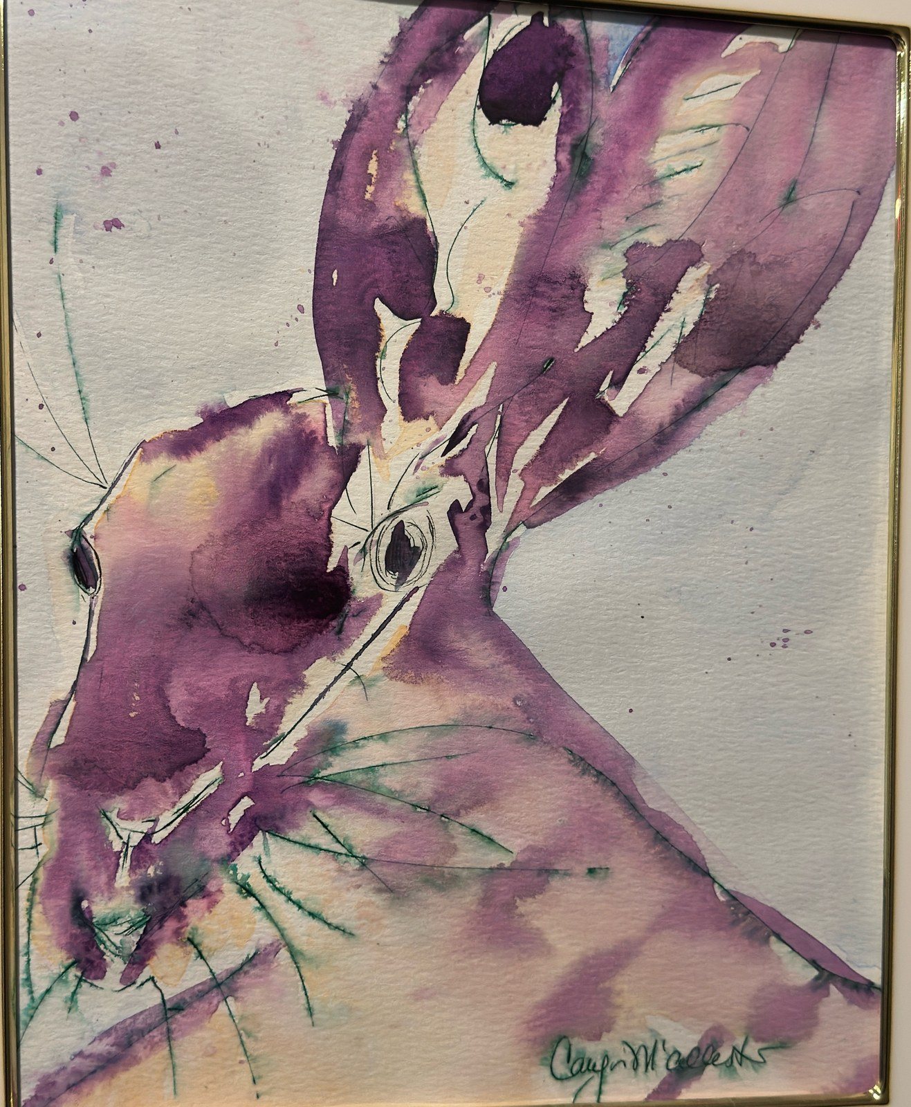 Butterfly in Plum — Watercolor & ink