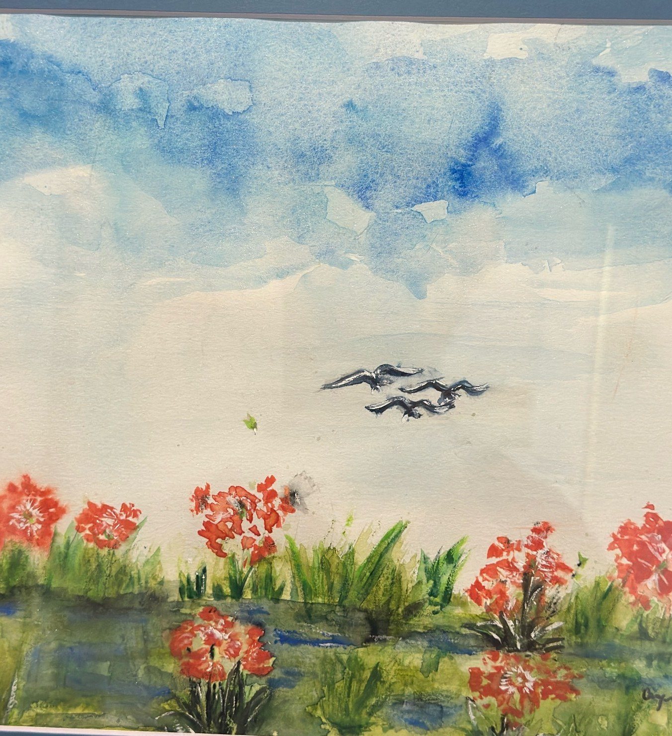 Riverbank Poppies — Watercolor