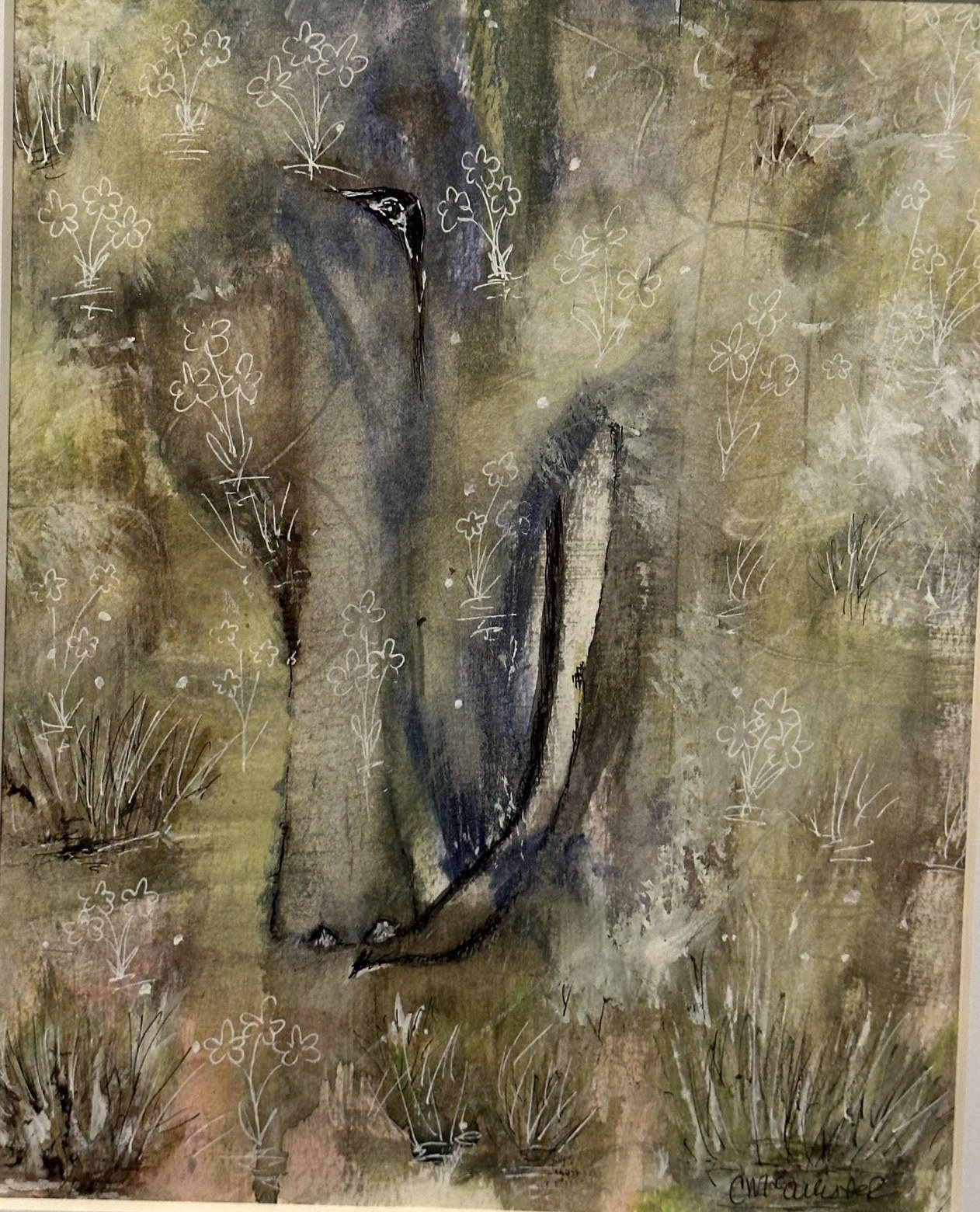Marsh Heron — Mixed media