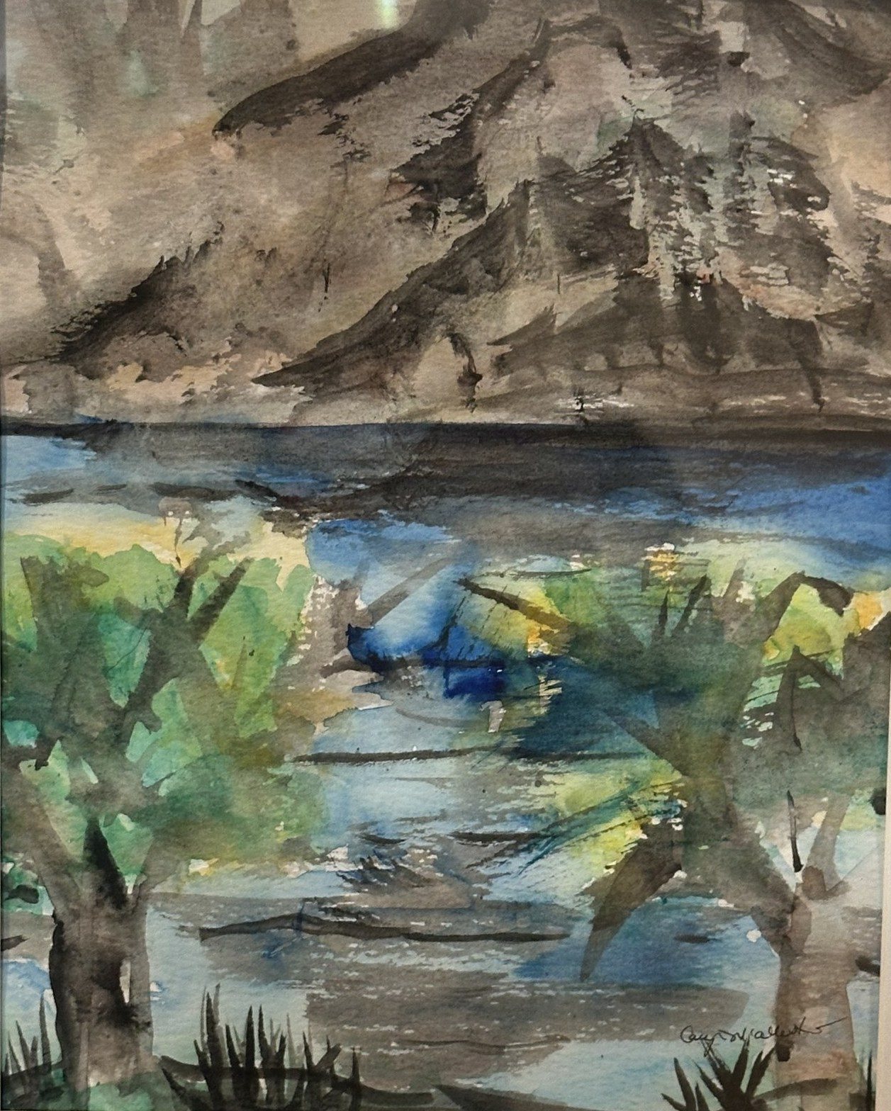 Lake in the Mountains — Watercolor